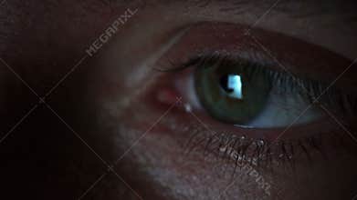 Close up eye with reflection of screen.