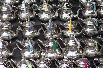 The typical silver teapots in silver metal