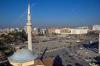 Main square with minaret, Tirana, Albania