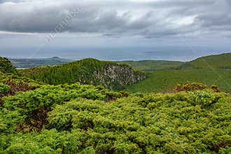On Top of Volcano crater in Azores islands, Terceira