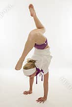 Caucasian girl in gymnastic poses