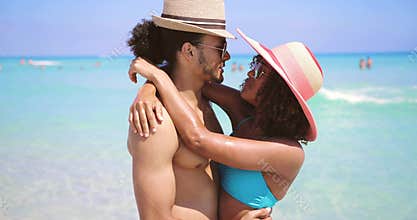 Couple bonding at seaside
