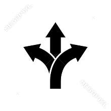 Three-way direction arrow icon Road direction sign