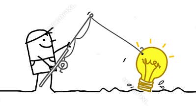 Cartoon Man Fishing a New Fresh Idea