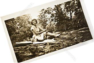 Antique Photo/Woman at Creek