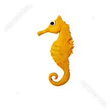Plasticine seahorse fish cartoon character sculpture 3D rendering isolated on white background