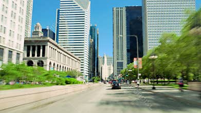 Driving Along the Golden Mile in Chicago Camera Car Time Lapse