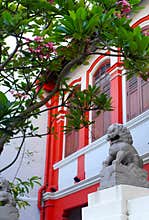 Heritage Chinese house with stone lions