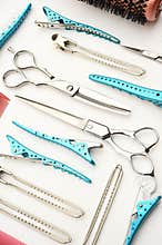 Set of professional hairdresser tools