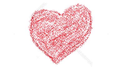 Animation of hand drawn red crayon hearts