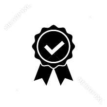 Approved or certified medal icon. Award symbol