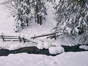 Mountain snowfall landskape
