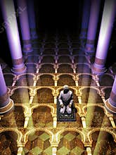 Islamist praying alone inside the mosque