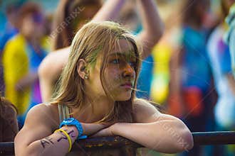 Woman portrait on holi festive