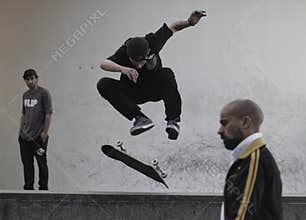 Skater trains in Barcelona