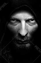 Dark portrait of scary evil sinister man