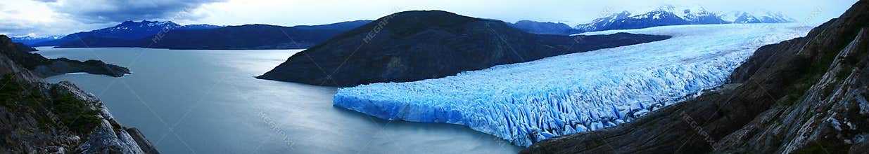 Panoramic grey glacier & lake, patagonia chile