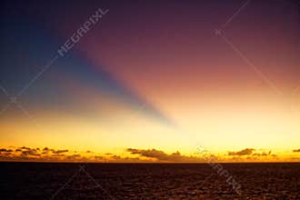 Crepuscular Rays after Sunset in Atlantic