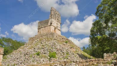 Time-lapse of pyramid in Labna. Yucatan, Mexico