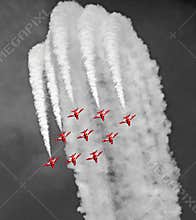 Royal air force red arrows precision flying team
