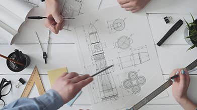 Engineering team working spaceship design