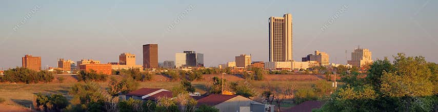 Golden Light hits the Buildings and Landscape of Amarillo Texas