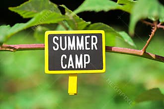 Summer camp text on board