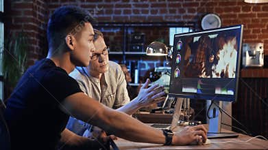 People are working on video edit of documentary