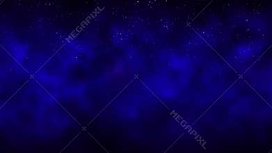 Smoke in the night starry sky, dark blue cosmic background with stars, moving smoke