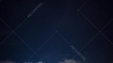 Dark blue clouds, skies, shining stars light in dark nature skies, night time, timelapse stars. Futuristic weather