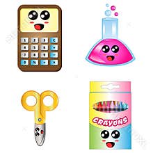 Vector Back to School Kawaii Set