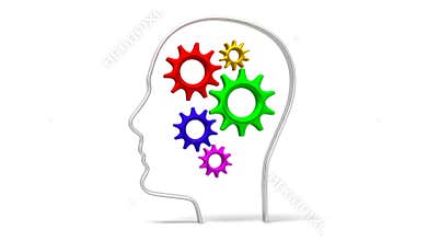 3D head shape, gears - creativity concept