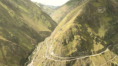 High Altitude Train In Ecuadorian Andes Approaching Nariz Del Diablo
