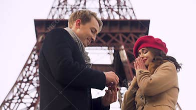 Girl shocked by unexpected marriage proposal from boyfriend, tear of happiness