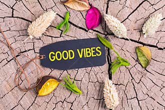The text good vibes in tag