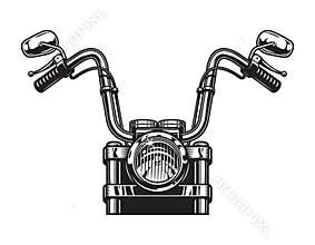 Monochrome classic motorcycle front view concept