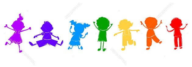Happy kids.Colorful kids vector illustration