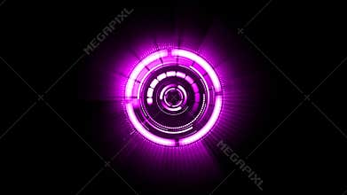 Abstract futuristic motion graphic rotating purple circle with several parts