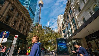 4k timelapse video of shopping precinct in Sydney, Australia