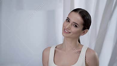 Portrait Beautiful Smiling Woman With Natural Makeup