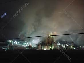 Factory at night