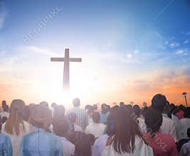 Surrender Conceptï¼š Now Christian praise Jesus reborn in easter day concept for wisdom life, hope faith love