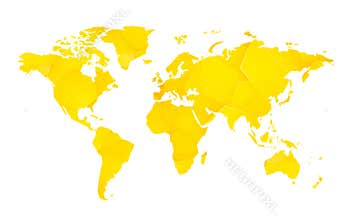 Yellow geometric blank world map