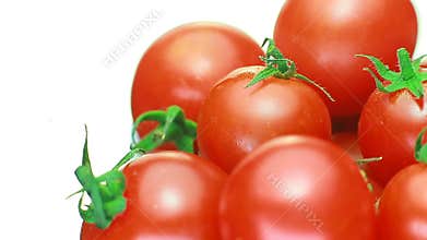 Cherry tomatoes juicy rotate.concept of genuine and fresh tomato.red