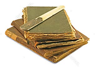 The ancient books and knife of bone ivory