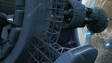 Alien spaceships invading Earth