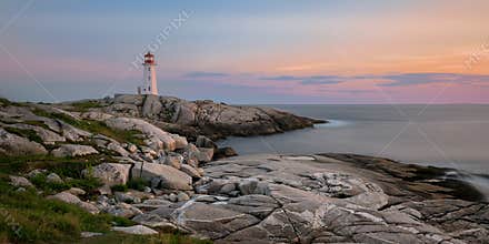 Peggy`s Point Lighthouse at sunset