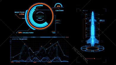 Blue HUD Rocket Missile Interface Graphic Element