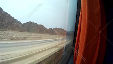 Desert in Egypt view from bus
