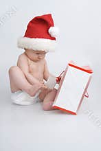 Child with shopping bag.